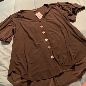 Olive green button up blouse